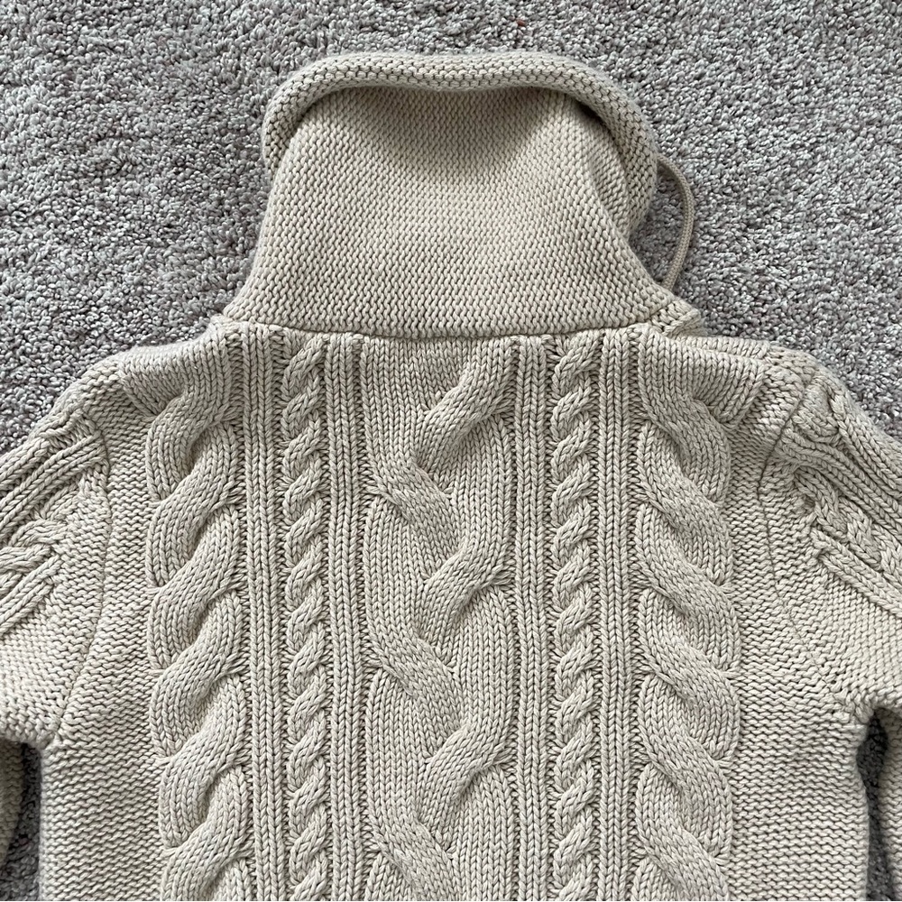 L.L. Bean Beige Cable Knit Turtleneck Sweater - Picture 10 of 15